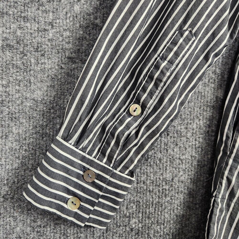 LOGO Lori Goldstein Gray Striped Long Sleeve Button Up Shirt Academia SIZE 6 - Picture 3 of 14